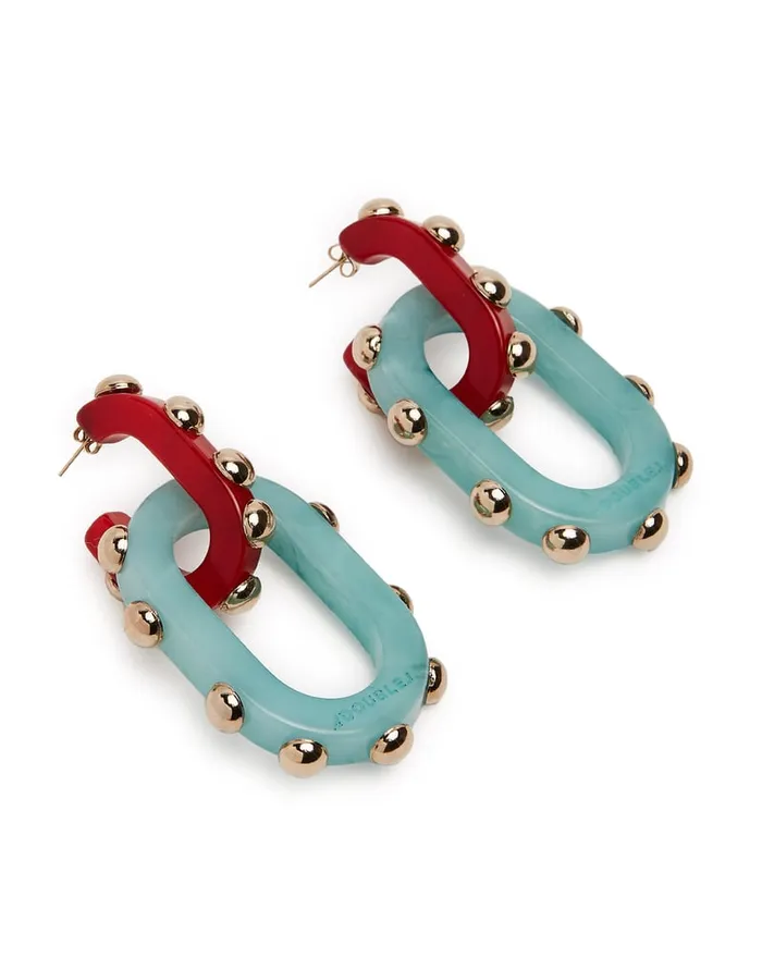 La Doublej Nefertiti Double Earrings Red In Acrylic Resin Women Jewelry