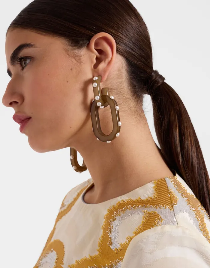 La Doublej Nefertiti Double Earrings Solid Tortoiseshell In Acrylic Resin Women Jewelry