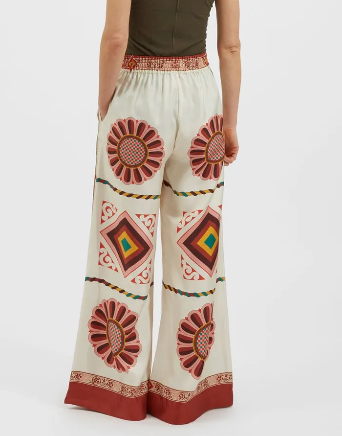 La Doublej Palazzo Pants Macro Tiles Place In Twill Silk Women Party Dressing