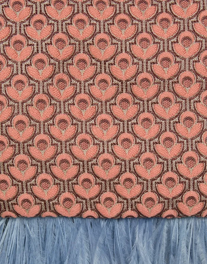 La Doublej Party Pochette Tulip Pale Pink In Jacquard With Feathers Women Bags and Pochettes