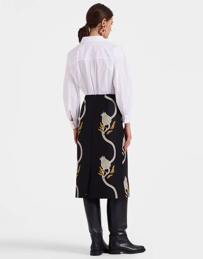 La Doublej Pencil Skirt Melograno Black and White In Cady Wool Women Skirts