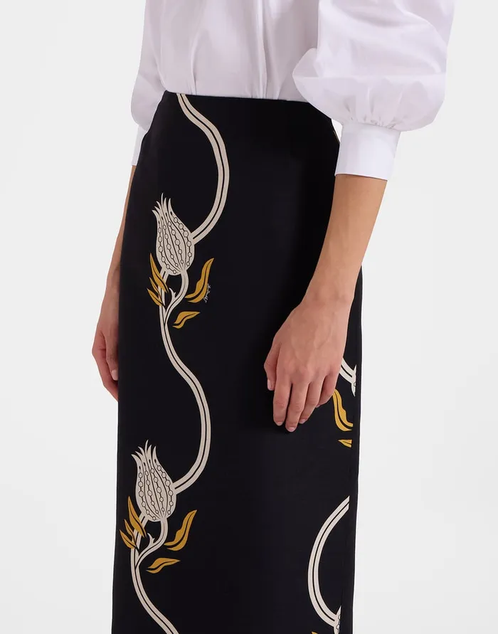 La Doublej Pencil Skirt Melograno Black and White In Cady Wool Women Skirts
