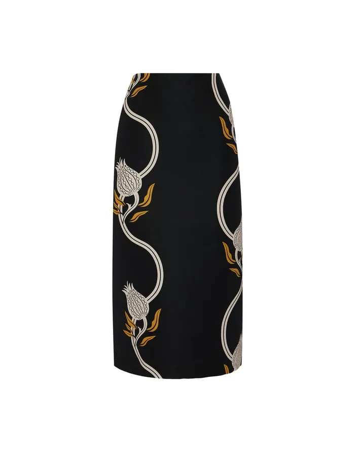 La Doublej Pencil Skirt Melograno Black and White In Cady Wool Women Skirts