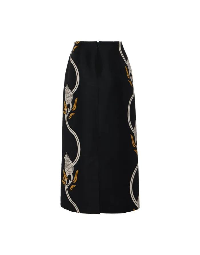 La Doublej Pencil Skirt Melograno Black and White In Cady Wool Women Skirts