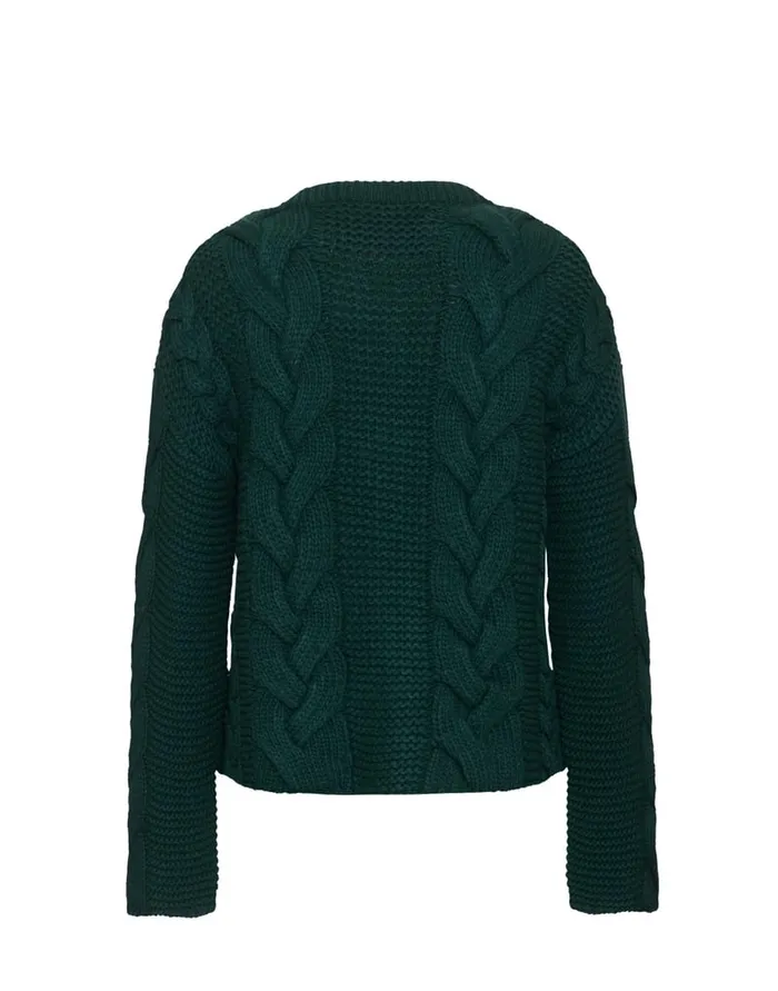La Doublej Portrait Cardigan Solid Green In Chunky Wool Women Knitwear