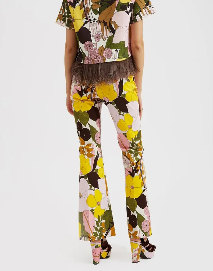 La Doublej Saturday Night Pants Big Flower Rose In Heavy Cotton Stretch Women Shorts and Pants
