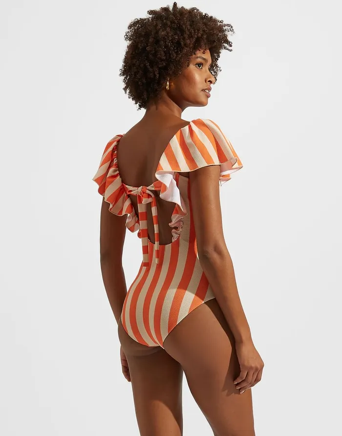 La Doublej Scarlett Swimsuit Riviera In Piquet Lycra Women Swimwear