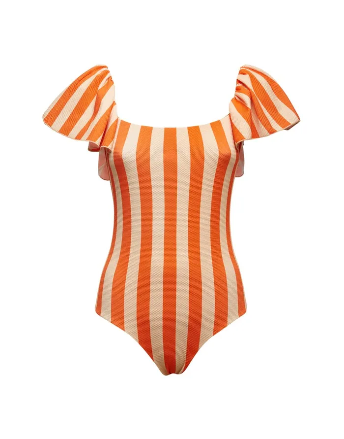 La Doublej Scarlett Swimsuit Riviera In Piquet Lycra Women Swimwear