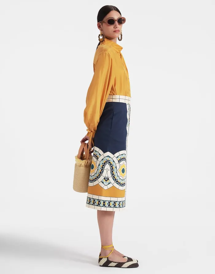 La Doublej Shirt And Sassy Solid Gold In Washed Silk Women Shirts and Tops
