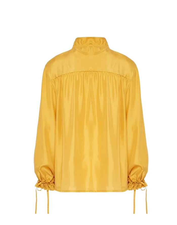 La Doublej Shirt And Sassy Solid Gold In Washed Silk Women Shirts and Tops