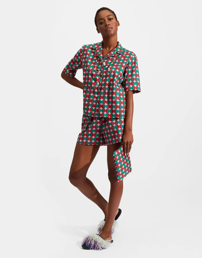 La Doublej Short Pajama Mezzaluna Pink In Cotton Voile Women Loungewear
