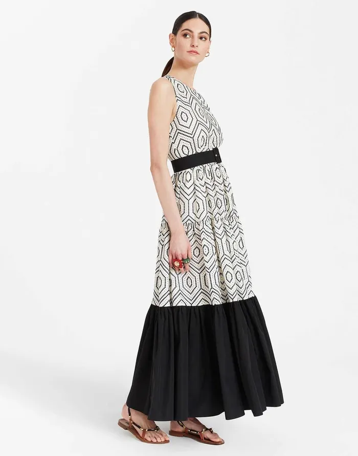 La Doublej Sleeveless Big Dress Solid Ivory In Cotton Sangallo Women Dresses