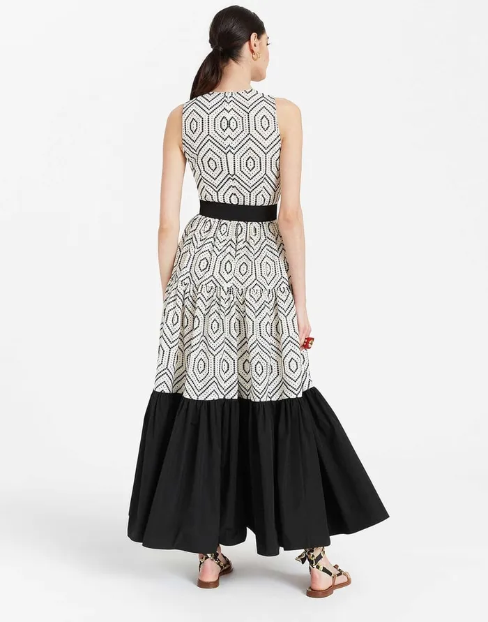 La Doublej Sleeveless Big Dress Solid Ivory In Cotton Sangallo Women Dresses