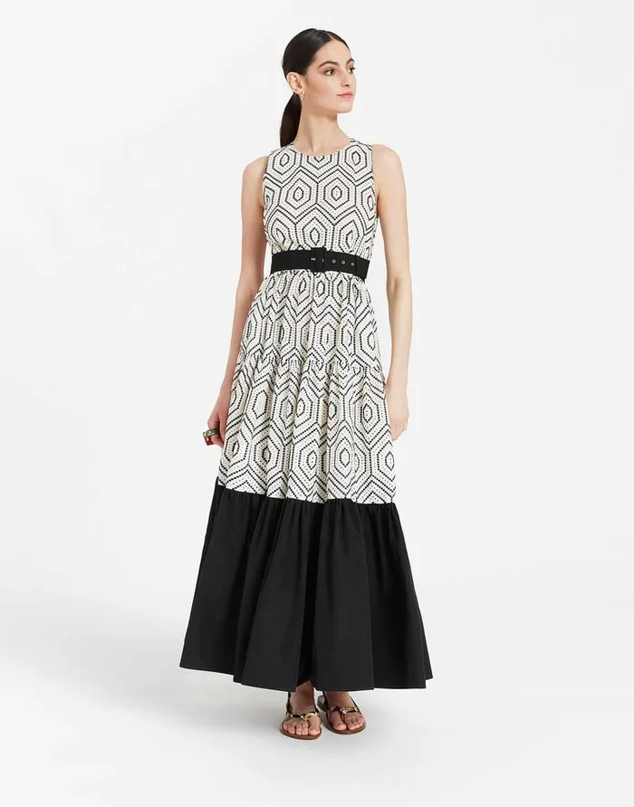 La Doublej Sleeveless Big Dress Solid Ivory In Cotton Sangallo Women Dresses