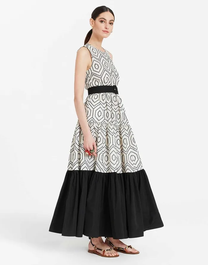 La Doublej Sleeveless Big Dress Solid Ivory In Cotton Sangallo Women Dresses