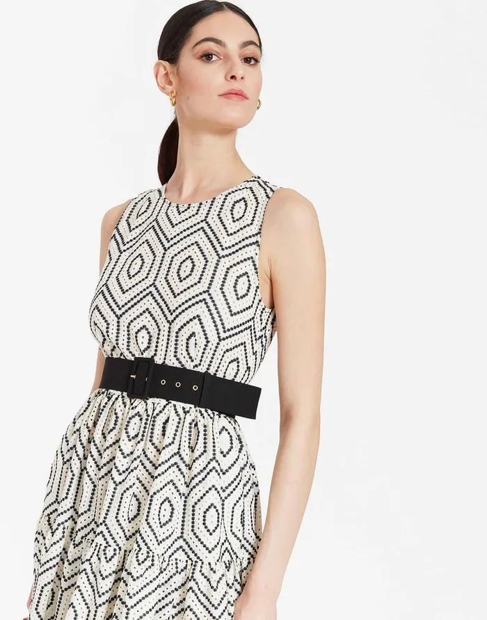 La Doublej Sleeveless Big Dress Solid Ivory In Cotton Sangallo Women Dresses