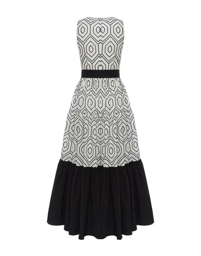 La Doublej Sleeveless Big Dress Solid Ivory In Cotton Sangallo Women Dresses