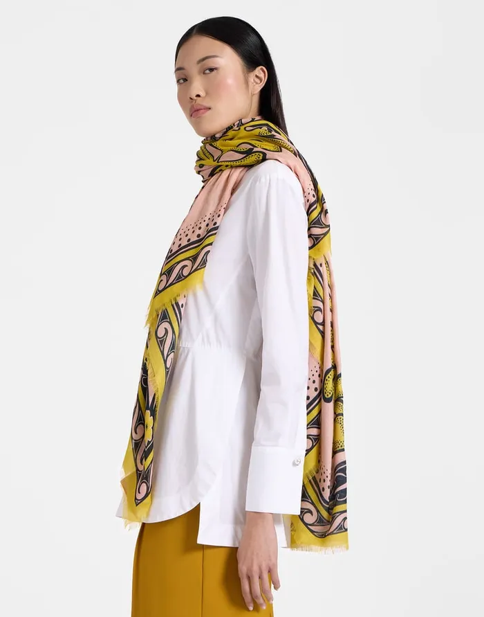 La Doublej Square Scarf Herald Fuchsia In Modal Silk Women Foulards and Scarves