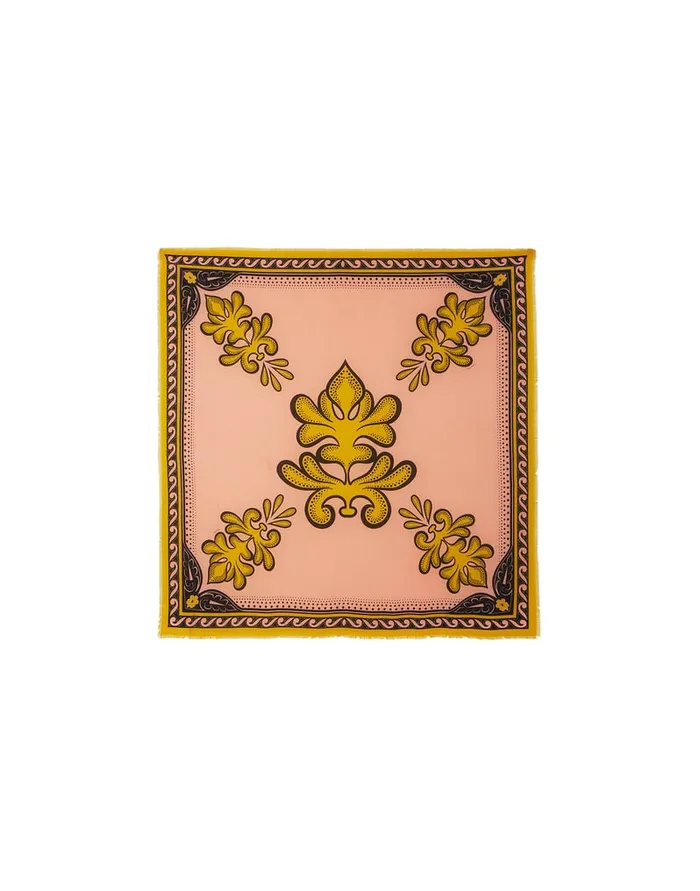 La Doublej Square Scarf Herald Fuchsia In Modal Silk Women Foulards and Scarves