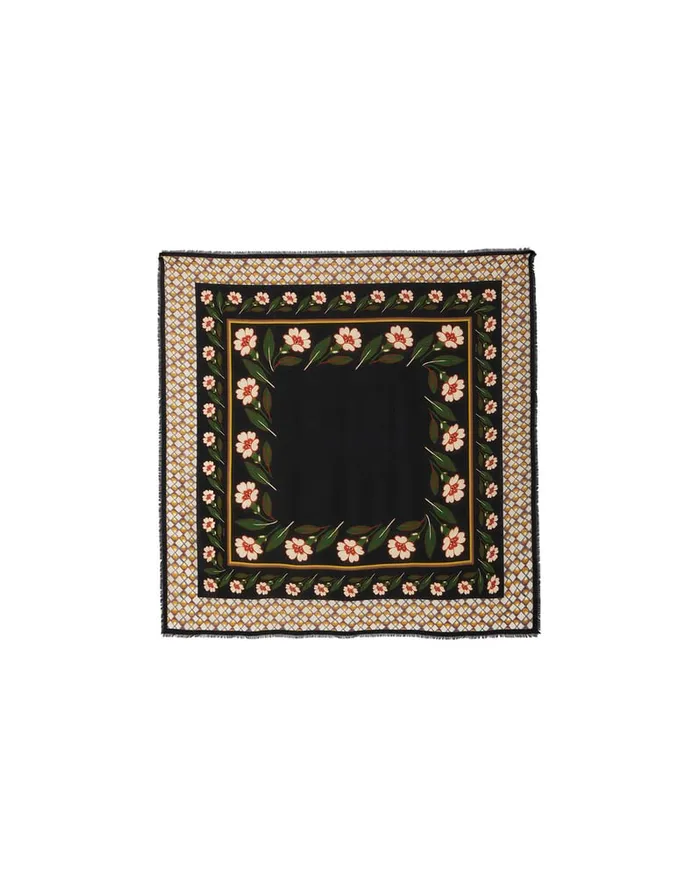 La Doublej Square Scarf Mayfair Black In Modal Silk Women Foulards and Scarves