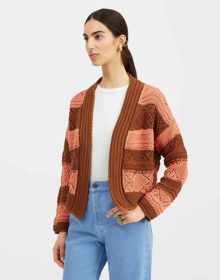 La Doublej Summer Bolero Solid Pink In Cable Chain Women Knitwear