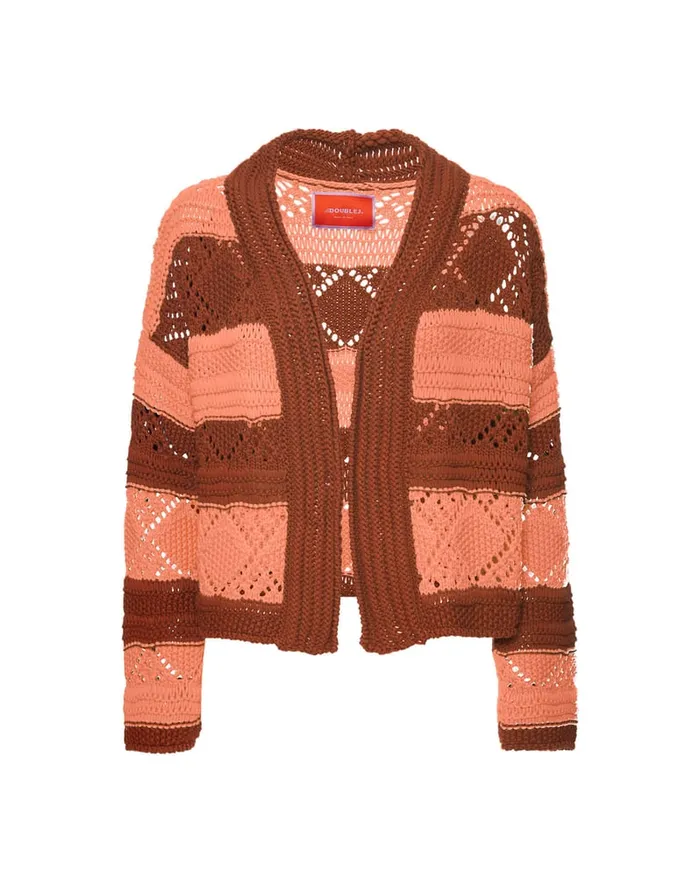La Doublej Summer Bolero Solid Pink In Cable Chain Women Knitwear