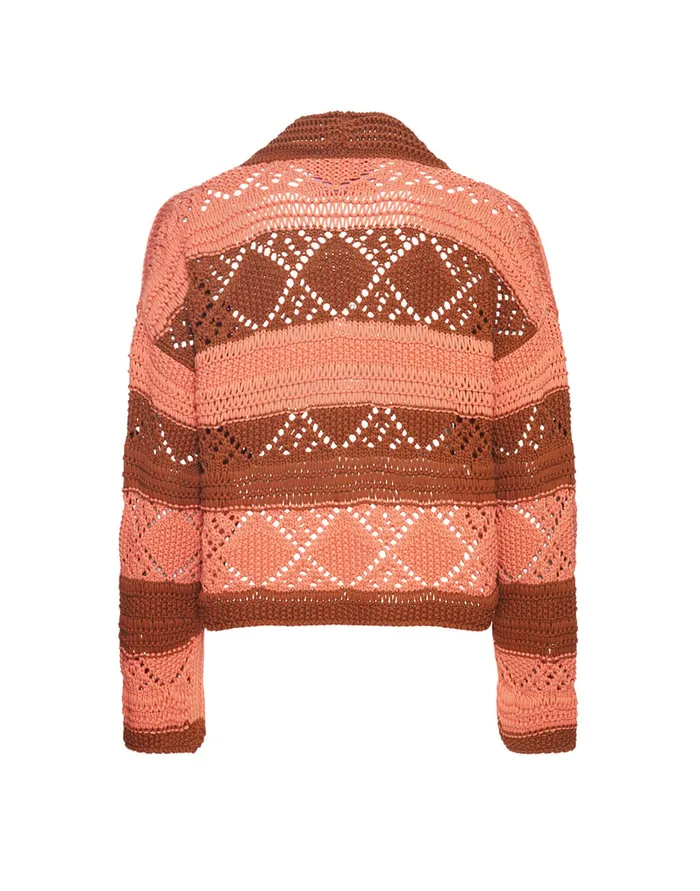 La Doublej Summer Bolero Solid Pink In Cable Chain Women Knitwear