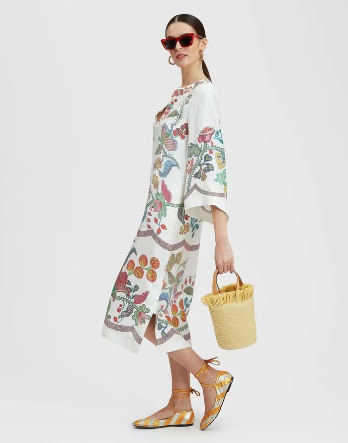 La Doublej The Kaftan Grenadilla Place Off White In Silk Twill Women Dresses
