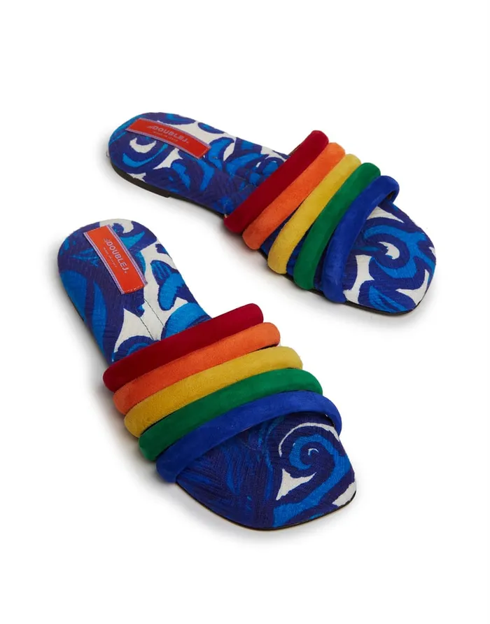 La Doublej Tones Slide Anemone In Cotton Chevron Women Shoes