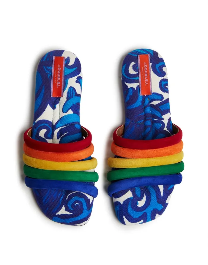 La Doublej Tones Slide Anemone In Cotton Chevron Women Shoes