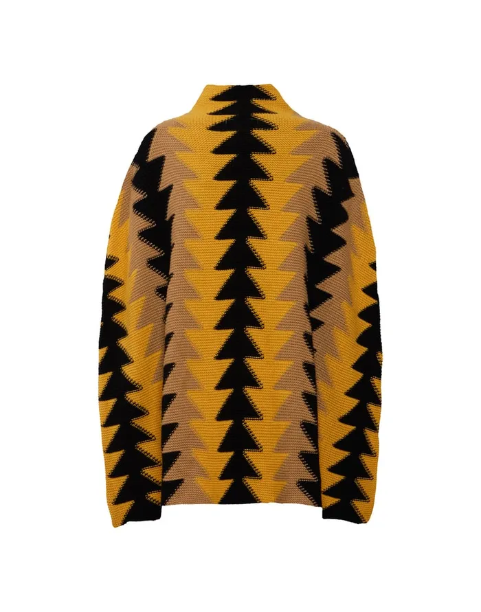 La Doublej Trine Cape Yellow In Wool Intarsia Women Knitwear