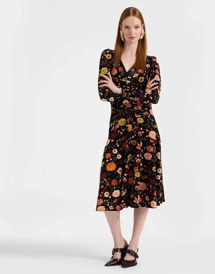 La Doublej Vaudeville Dress Botticelli Black In Velvet Stretch Women Dresses