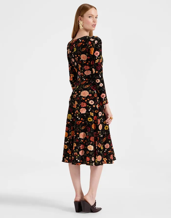 La Doublej Vaudeville Dress Botticelli Black In Velvet Stretch Women Dresses