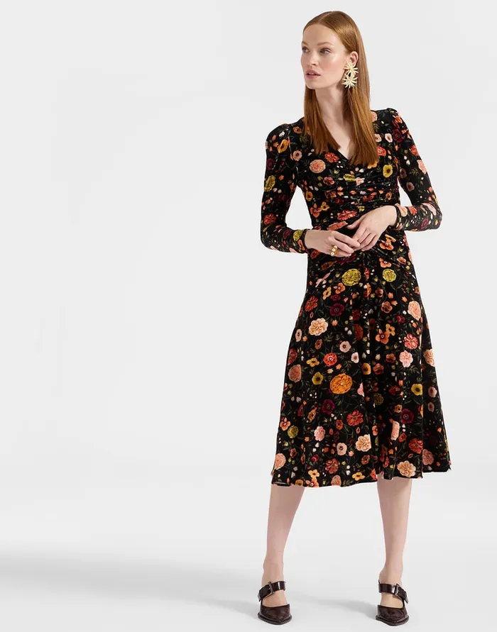 La Doublej Vaudeville Dress Botticelli Black In Velvet Stretch Women Dresses