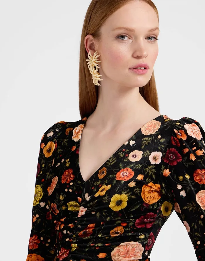 La Doublej Vaudeville Dress Botticelli Black In Velvet Stretch Women Dresses