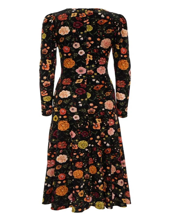 La Doublej Vaudeville Dress Botticelli Black In Velvet Stretch Women Dresses