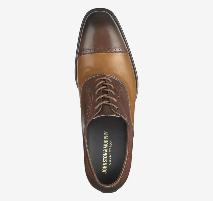 LaceUps Ellsworth Cap Toe BrownTan Italian Calfskin 8211 Johnston and Murphy Men