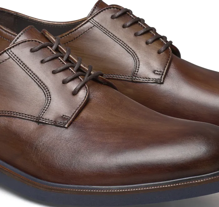 LaceUps Johnston and Murphy Men Hartley Plain Toe Brown Italian Calfskin