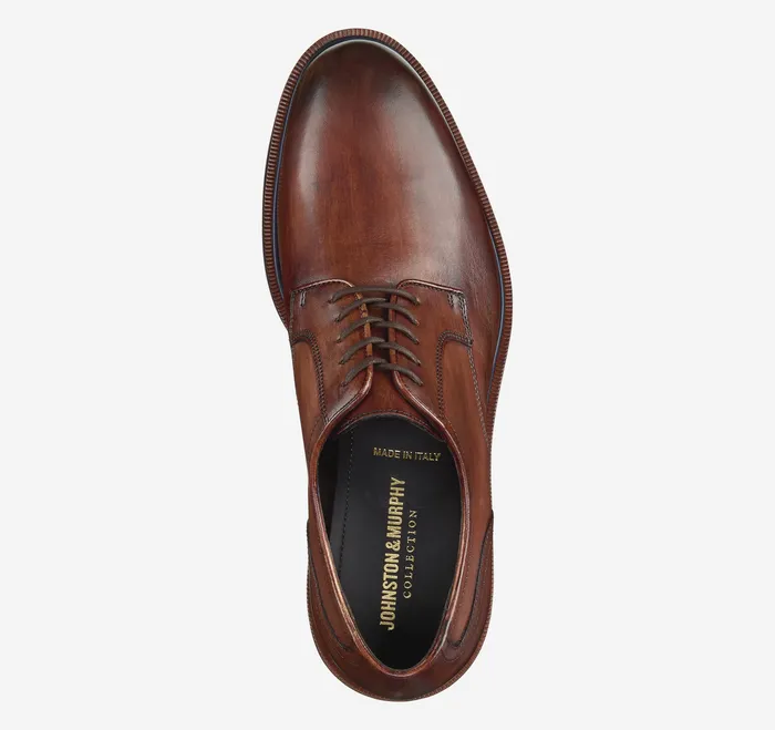 LaceUps Johnston and Murphy Men Hartley Plain Toe Brown Italian Calfskin