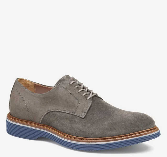 LaceUps Men Jenson Plain Toe Gray Italian Suede Johnston and Murphy