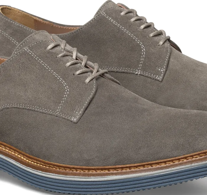 LaceUps Men Jenson Plain Toe Gray Italian Suede Johnston and Murphy