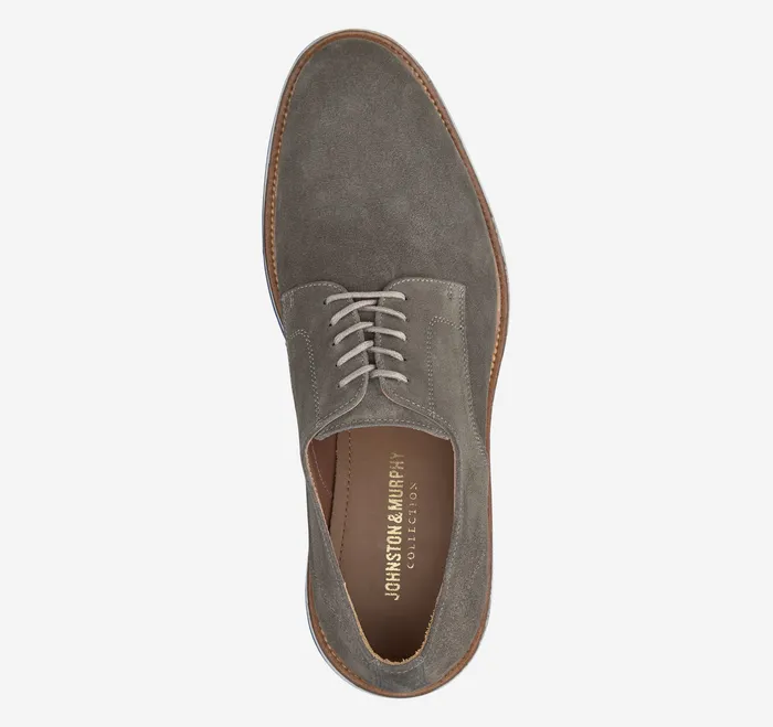 LaceUps Men Jenson Plain Toe Gray Italian Suede Johnston and Murphy