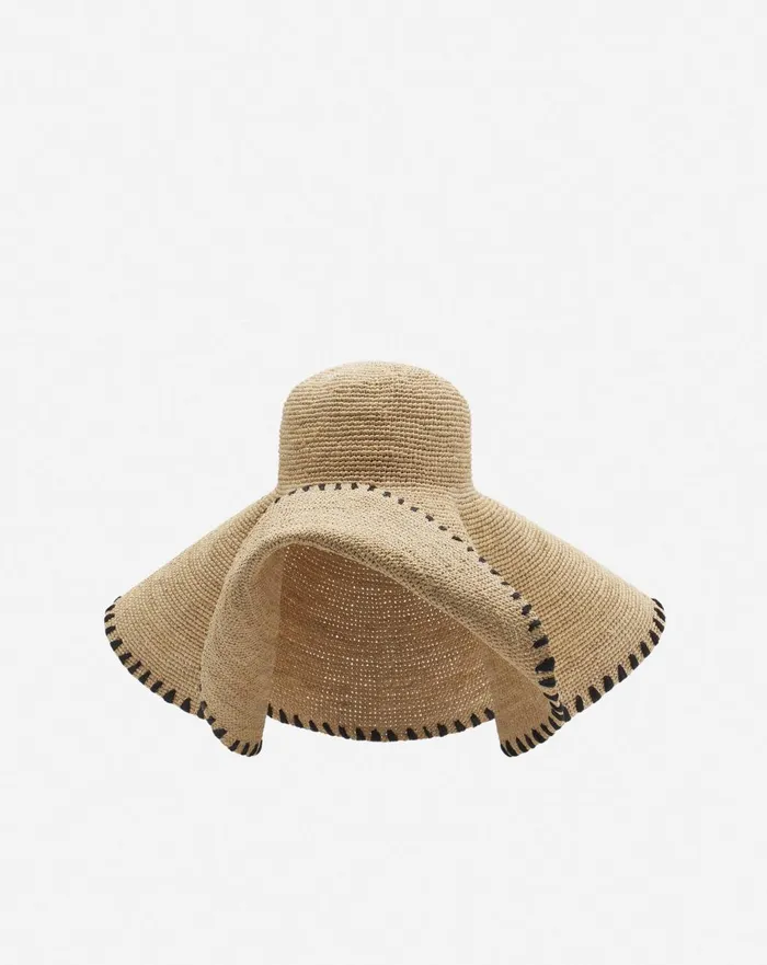 Lanvin Capeline Hat In Raffia Naturalblack Women Lanvin Hats