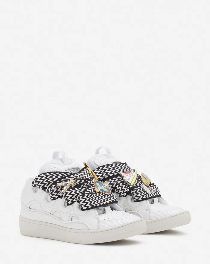 Lanvin X Future Curb 30 Leather Sneakers For Men Whiteblack Men Lanvin Sneakers
