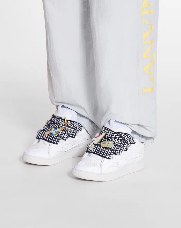 Lanvin X Future Curb 30 Leather Sneakers For Men Whiteblack Men Lanvin Sneakers