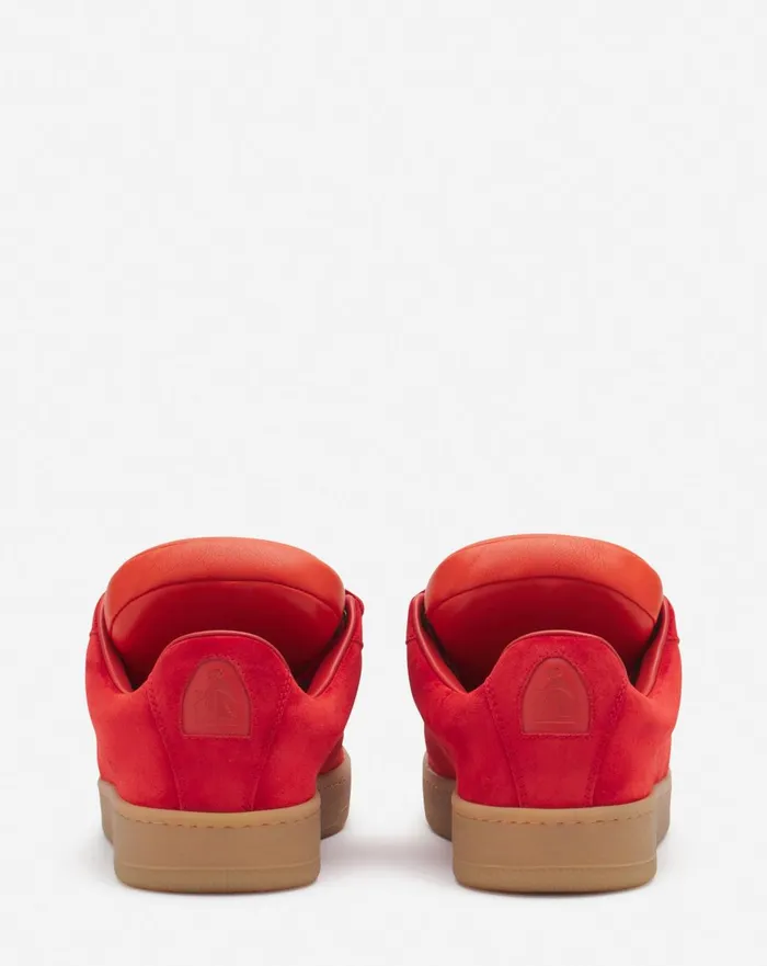 Lanvin X Future Hyper Curb Sneakers In Leather And Suede For Men Poppy Redorange Men Lanvin Curb Lite Lanvin X Future Hyper Curb Sneakers In Leather And Suede For Men Poppy Redorange Men Lanvin Curb Lite