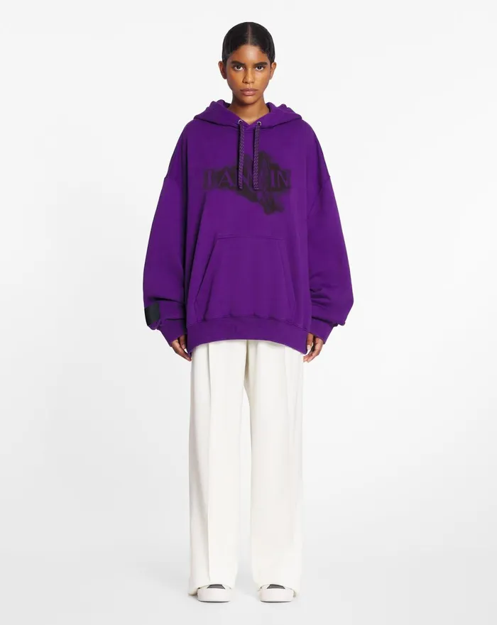 Lanvin X Future Unisex Baggy Hoodie With Eagle Print Purple Reign Men Lanvin Coats and Jackets Lanvin X Future Unisex Baggy Hoodie With Eagle Print Purple Reign Men Lanvin Coats and Jackets