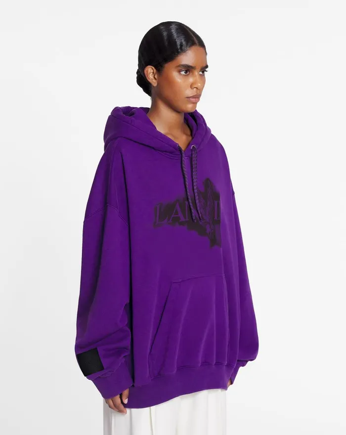 Lanvin X Future Unisex Baggy Hoodie With Eagle Print Purple Reign Men Lanvin Coats and Jackets Lanvin X Future Unisex Baggy Hoodie With Eagle Print Purple Reign Men Lanvin Coats and Jackets