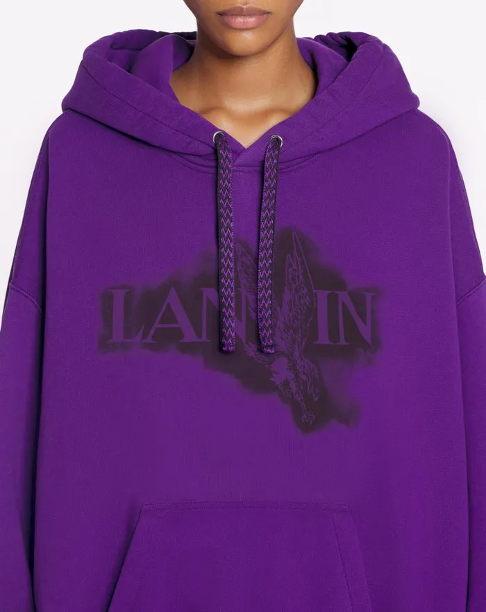 Lanvin X Future Unisex Baggy Hoodie With Eagle Print Purple Reign Men Lanvin Coats and Jackets Lanvin X Future Unisex Baggy Hoodie With Eagle Print Purple Reign Men Lanvin Coats and Jackets