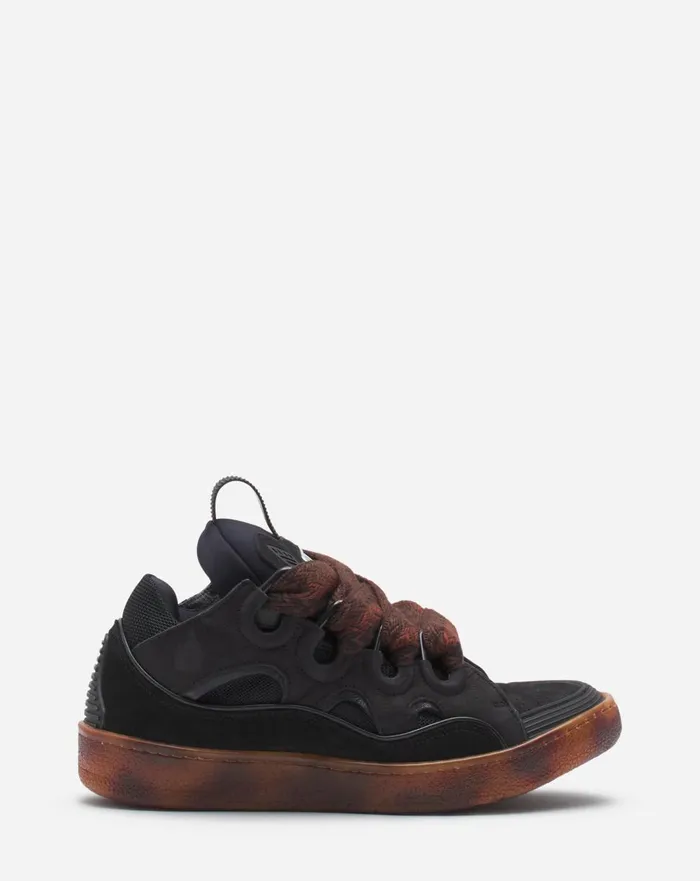 Leather Curb Sneakers Dark Brownbrown Women Lanvin Sneakers
